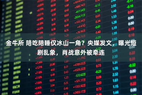 金牛所 陪吃陪睡仅冰山一角？央媒发文，曝光短剧乱象，肖战意外被牵连