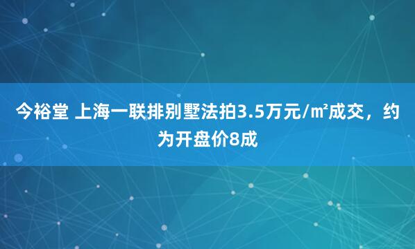 今裕堂 上海一联排别墅法拍3.5万元/㎡成交，约为开盘价8成