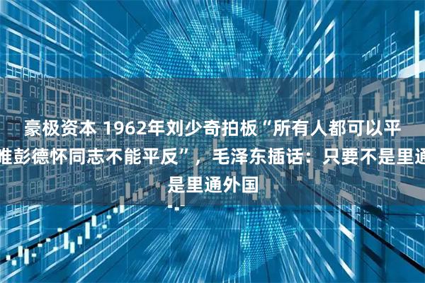 豪极资本 1962年刘少奇拍板“所有人都可以平反，唯彭德怀同志不能平反”，毛泽东插话：只要不是里通外国